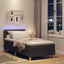 LED Box Spring Bed med hovedgærde Mørk Brun 80 x 200 cm Stof