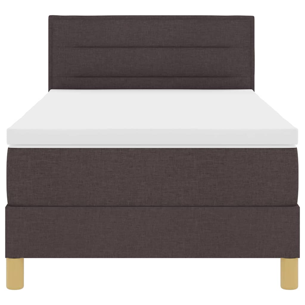 LED Box Spring Bed med hovedgærde Mørk Brun 80 x 200 cm Stof
