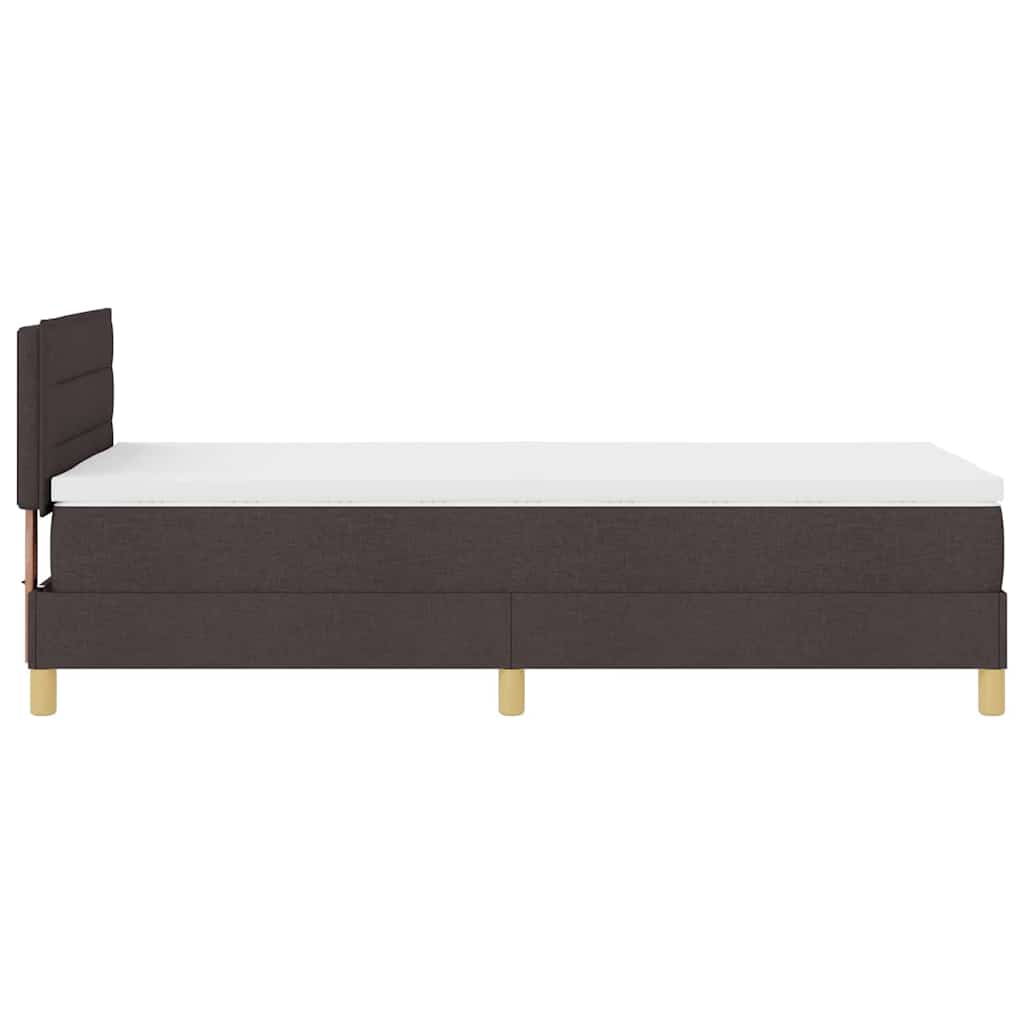 LED Box Spring Bed med hovedgærde Mørk Brun 80 x 200 cm Stof