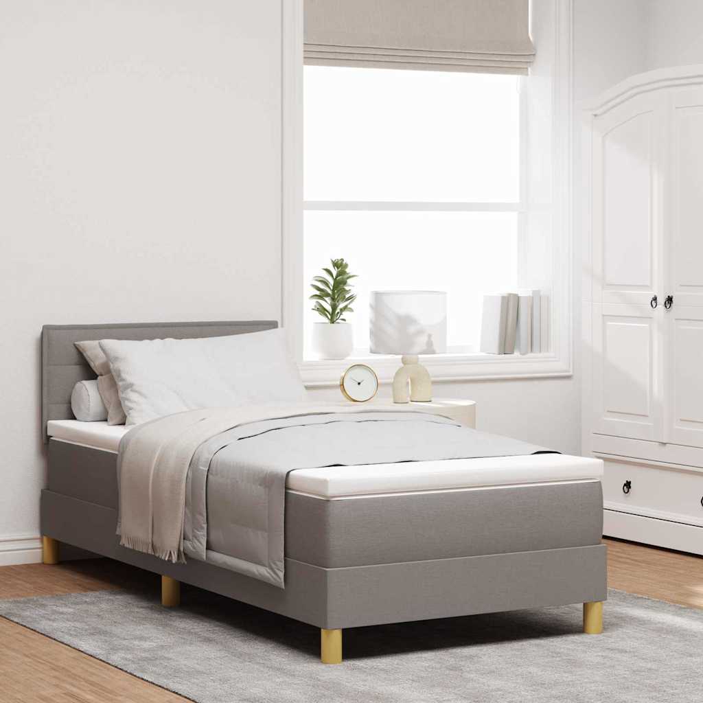 LED Box Spring Bed med hovedgærde Gråbrun 80 x 200 cm Stof