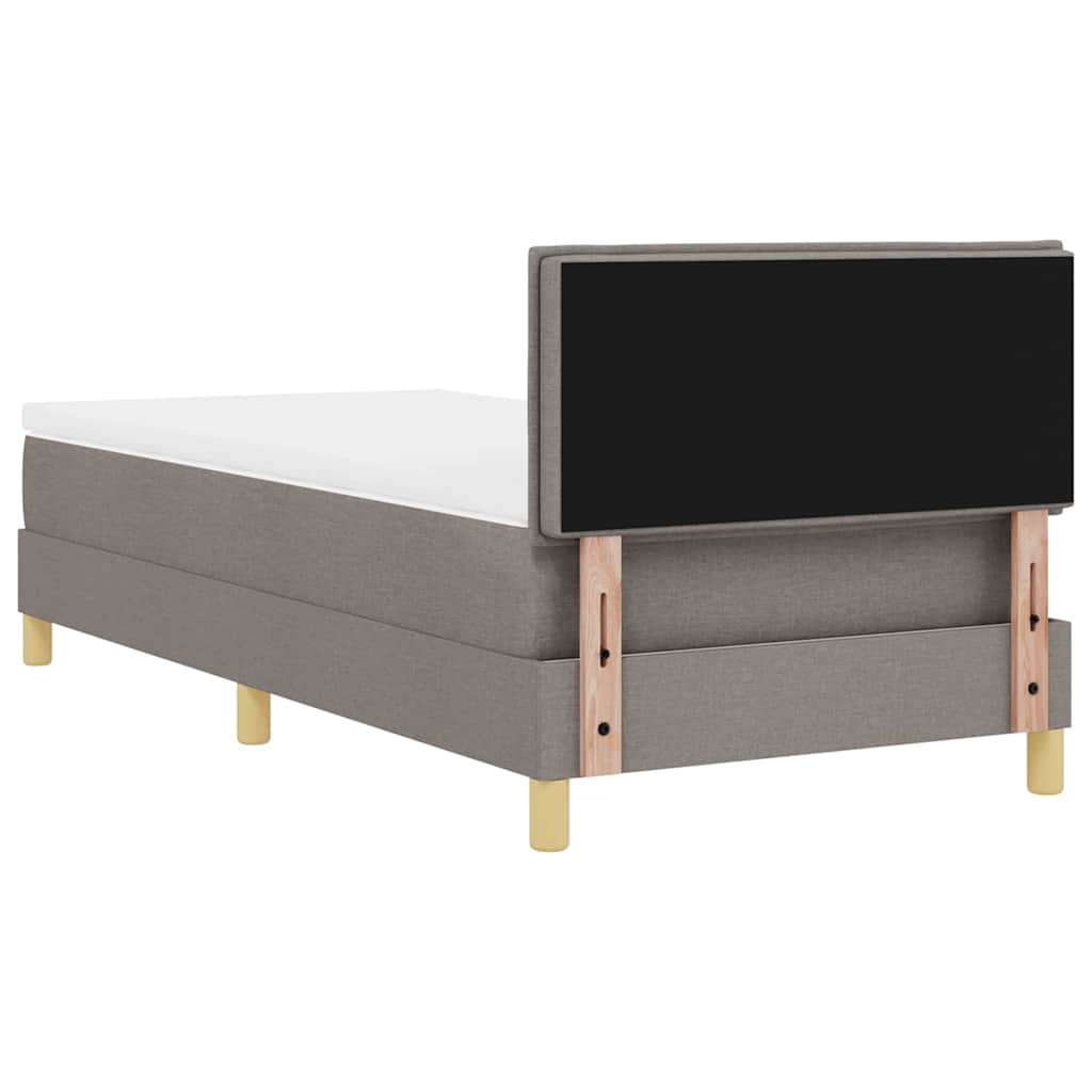 LED Box Spring Bed med hovedgærde Gråbrun 80 x 200 cm Stof