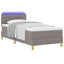 LED Box Spring Bed med hovedgærde Gråbrun 80 x 200 cm Stof