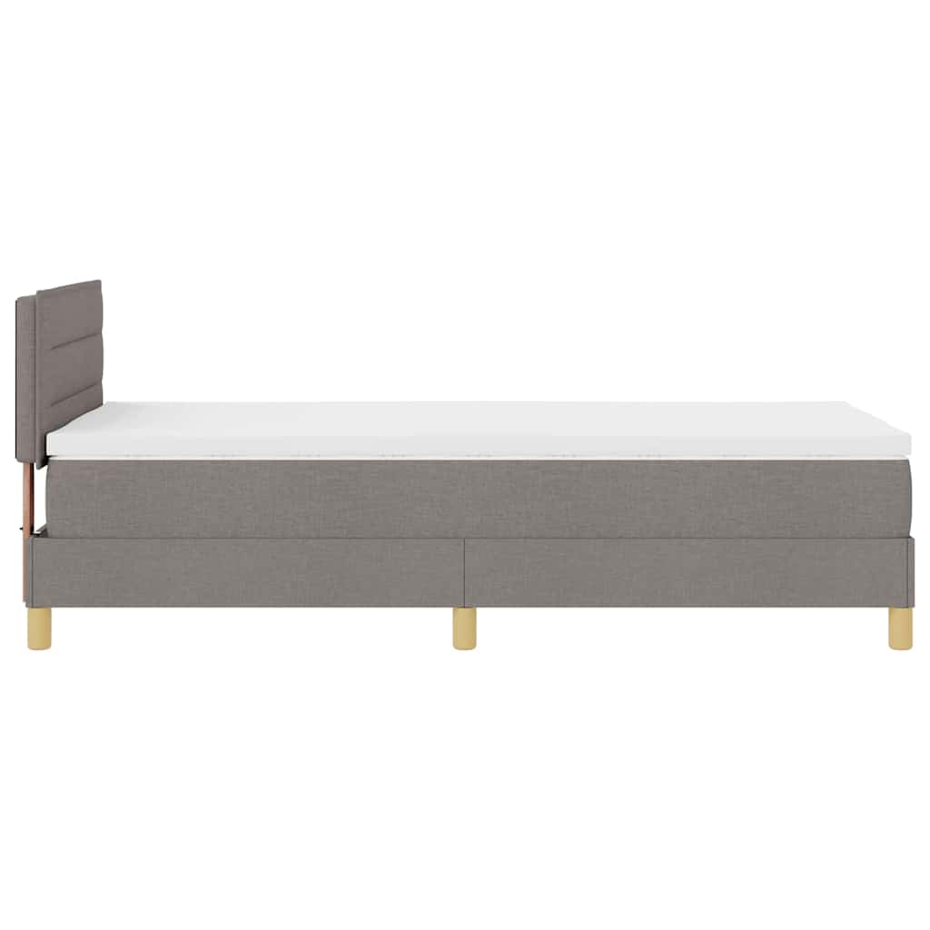 LED Box Spring Bed med hovedgærde Gråbrun 80 x 200 cm Stof