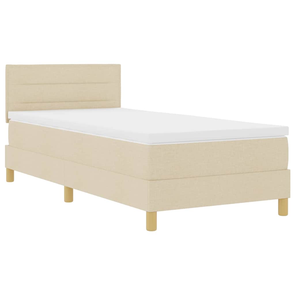LED Box Spring Bed med LED-lysstrimler Creme 80 x 200 cm Stof