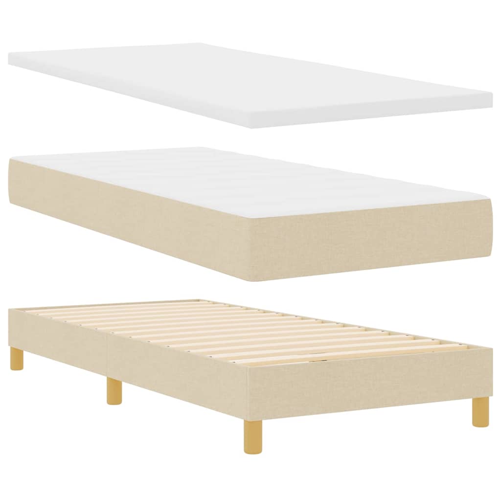 LED Box Spring Bed med LED-lysstrimler Creme 80 x 200 cm Stof