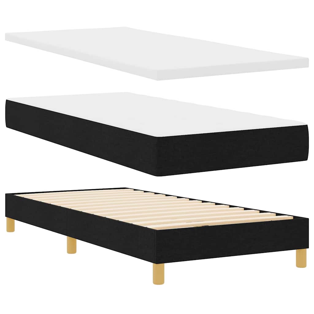 LED Box Spring Bed med LED-lysstrimler Sort 90 x 190 cm Stof