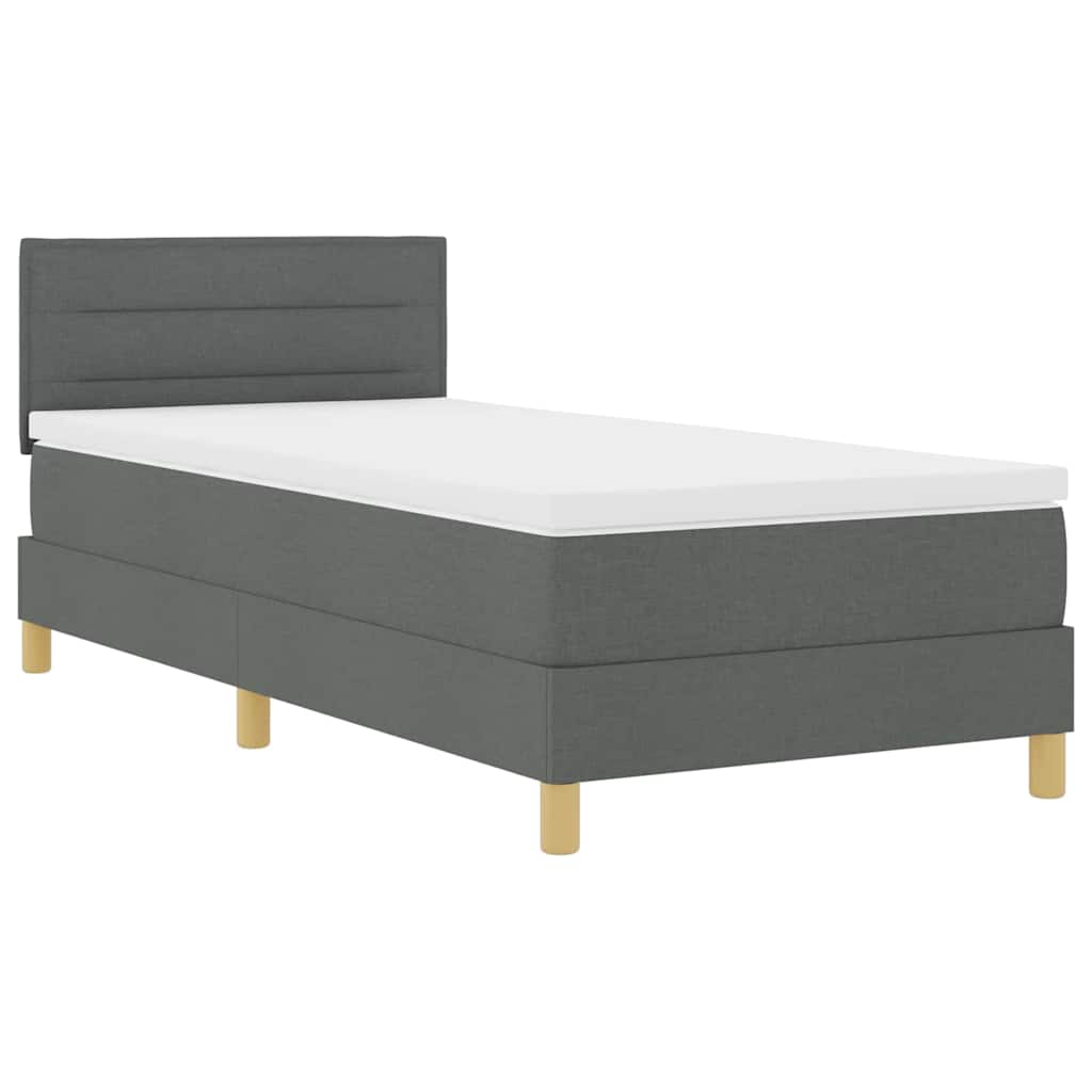 LED Box Spring Bed med hovedgærde Mørkegrå 90 x 200 cm Stof