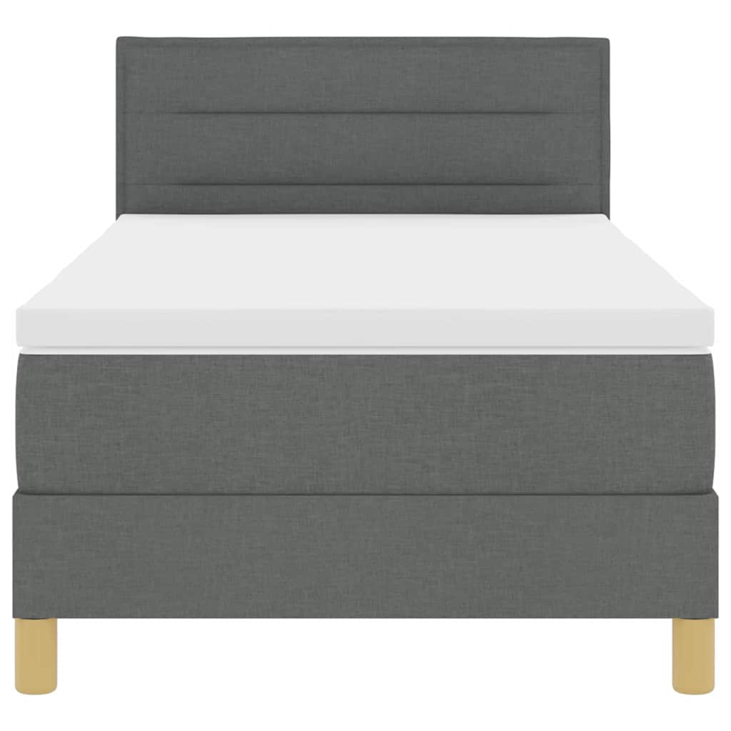 LED Box Spring Bed med hovedgærde Mørkegrå 90 x 200 cm Stof