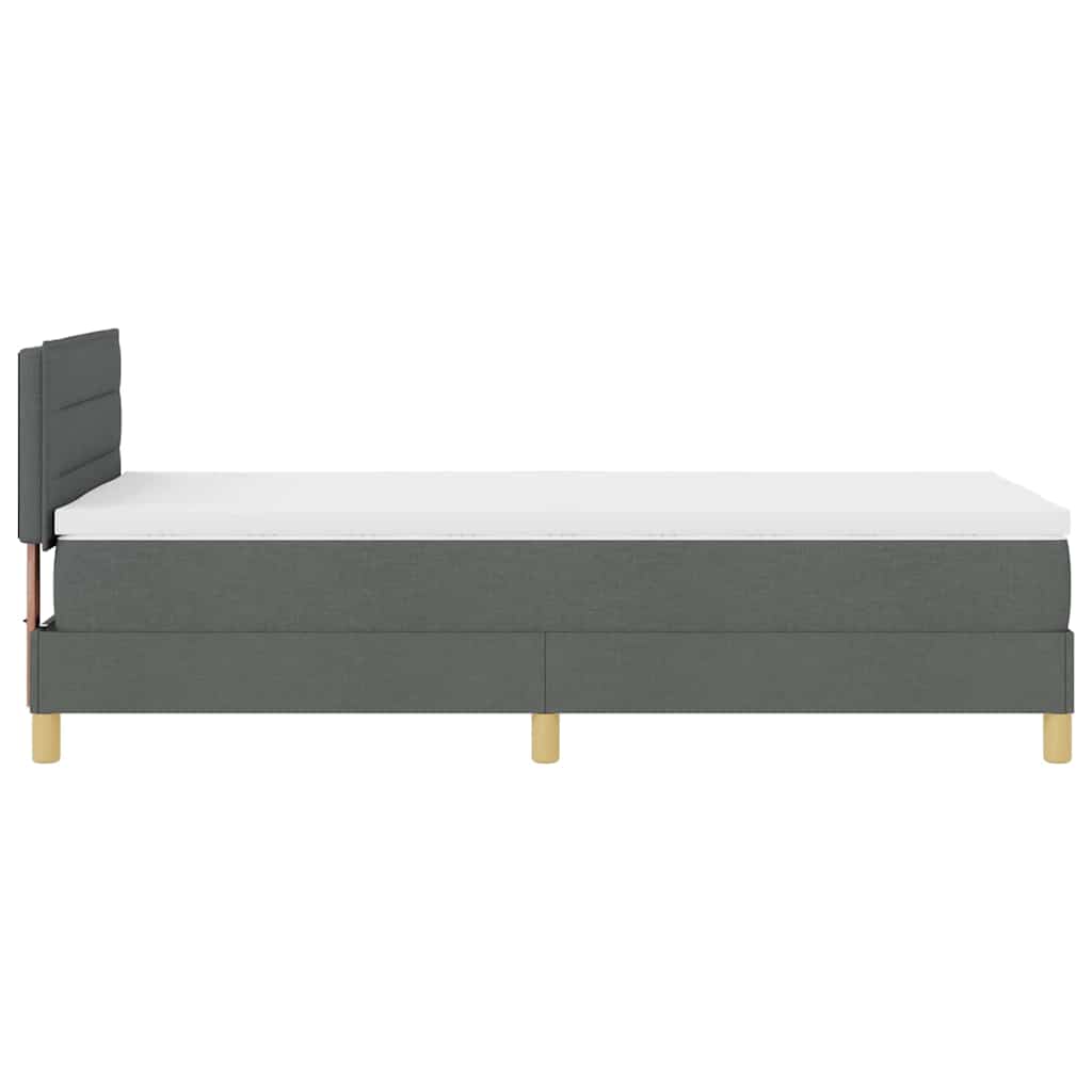 LED Box Spring Bed med hovedgærde Mørkegrå 90 x 200 cm Stof