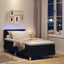 LED Box Spring Bed med LED-lysstrimler Sort 90 x 200 cm Stof