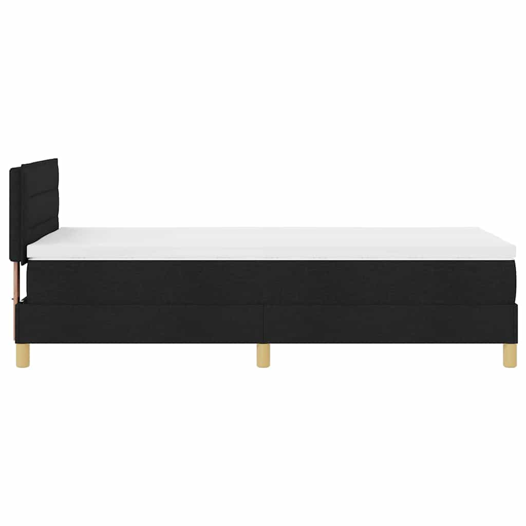 LED Box Spring Bed med LED-lysstrimler Sort 90 x 200 cm Stof