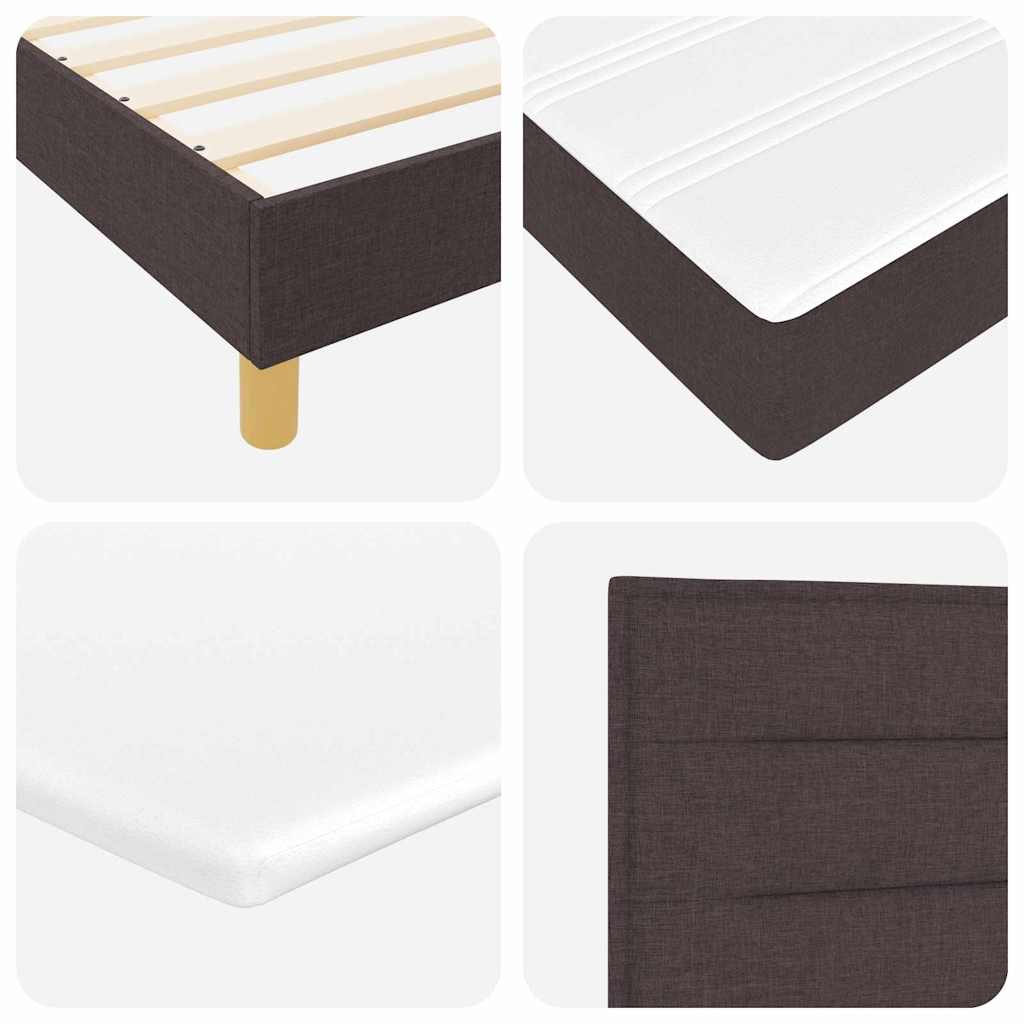 LED Box Spring Bed med hovedgærde Mørk Brun 90 x 200 cm Stof