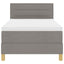 LED Box Spring Bed med LED-lysstrimler Gråbrun 90 x 200 cm Stof