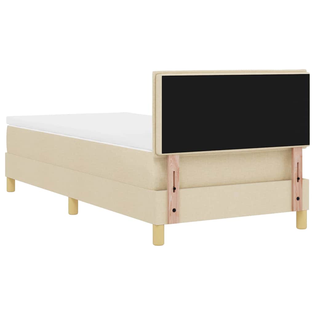 LED Box Spring Bed med LED-lysstrimler Creme 100 x 200 cm Stof