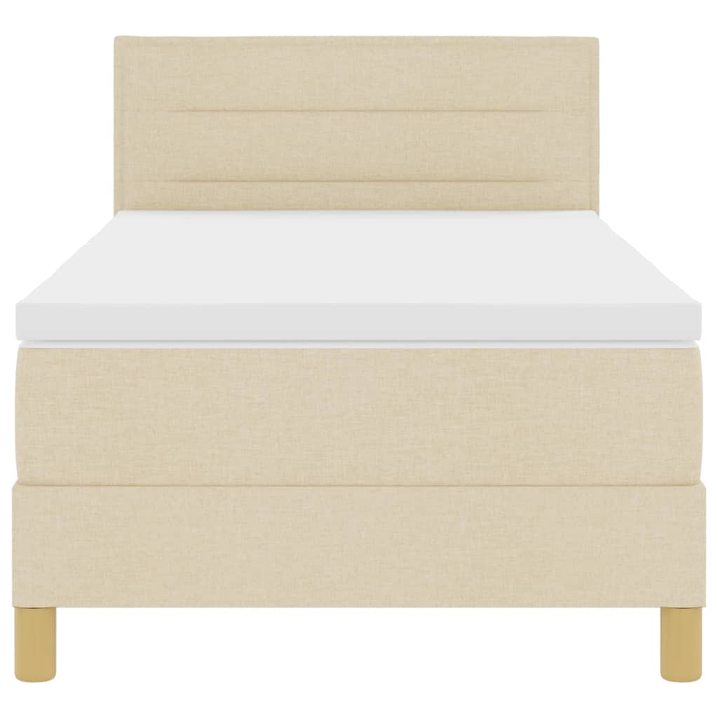 LED Box Spring Bed med LED-lysstrimler Creme 100 x 200 cm Stof