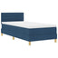 LED Box Spring Bed med LED-lysstrimler Blå 100 x 200 cm Stof