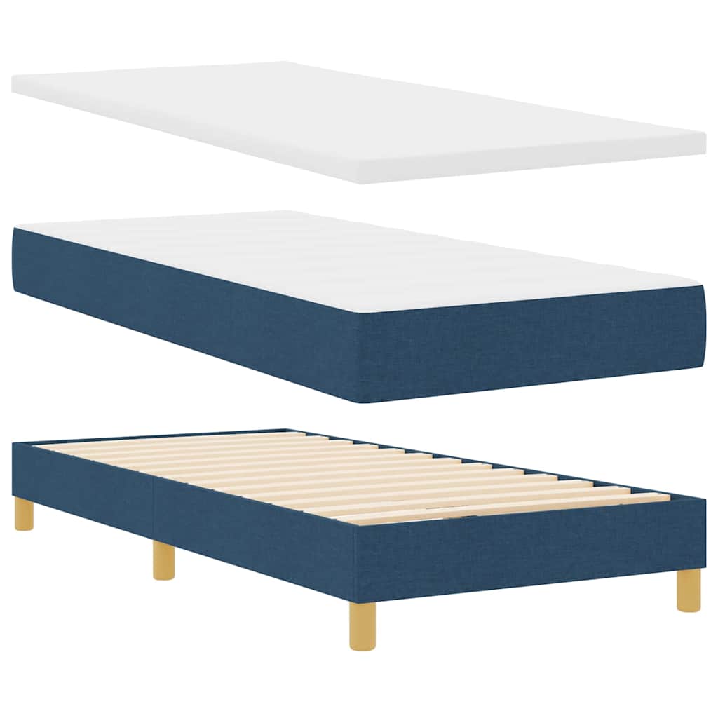 LED Box Spring Bed med LED-lysstrimler Blå 100 x 200 cm Stof