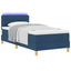 LED Box Spring Bed med LED-lysstrimler Blå 100 x 200 cm Stof