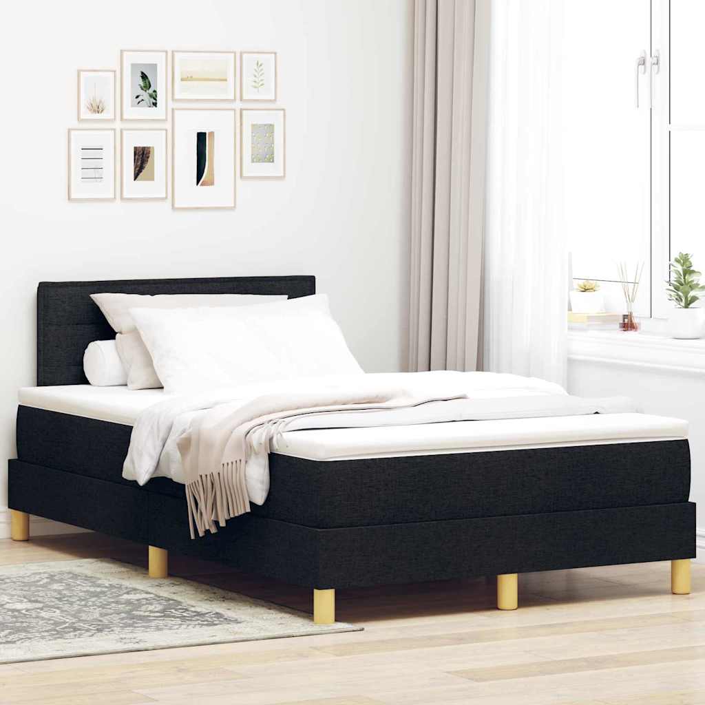 LED Box Spring Bed med LED-lysstrimler Sort 120 x 190 cm Stof