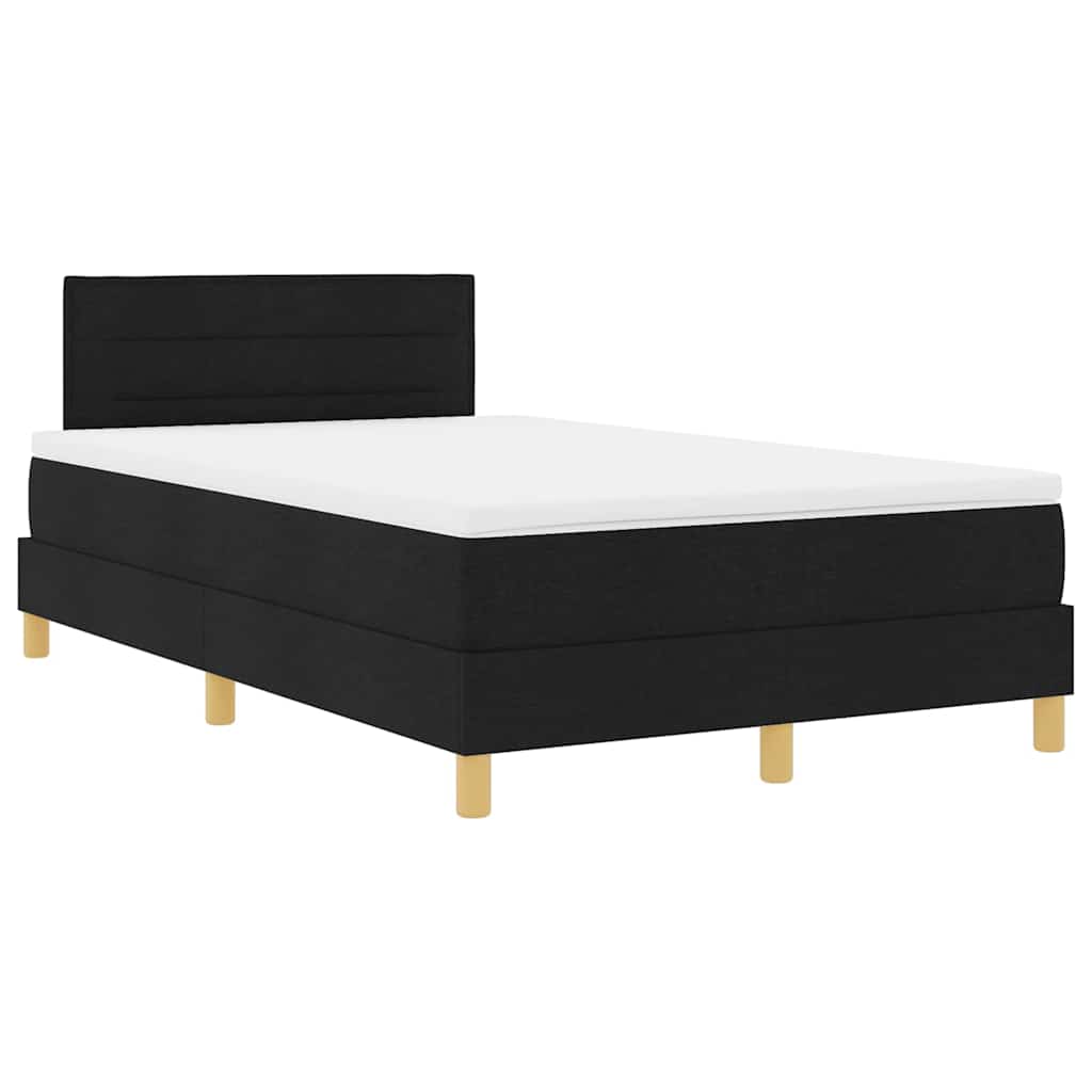 LED Box Spring Bed med LED-lysstrimler Sort 120 x 190 cm Stof