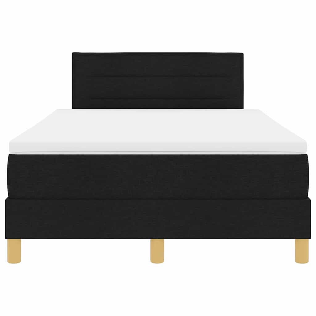 LED Box Spring Bed med LED-lysstrimler Sort 120 x 190 cm Stof