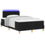 LED Box Spring Bed med LED-lysstrimler Sort 120 x 190 cm Stof
