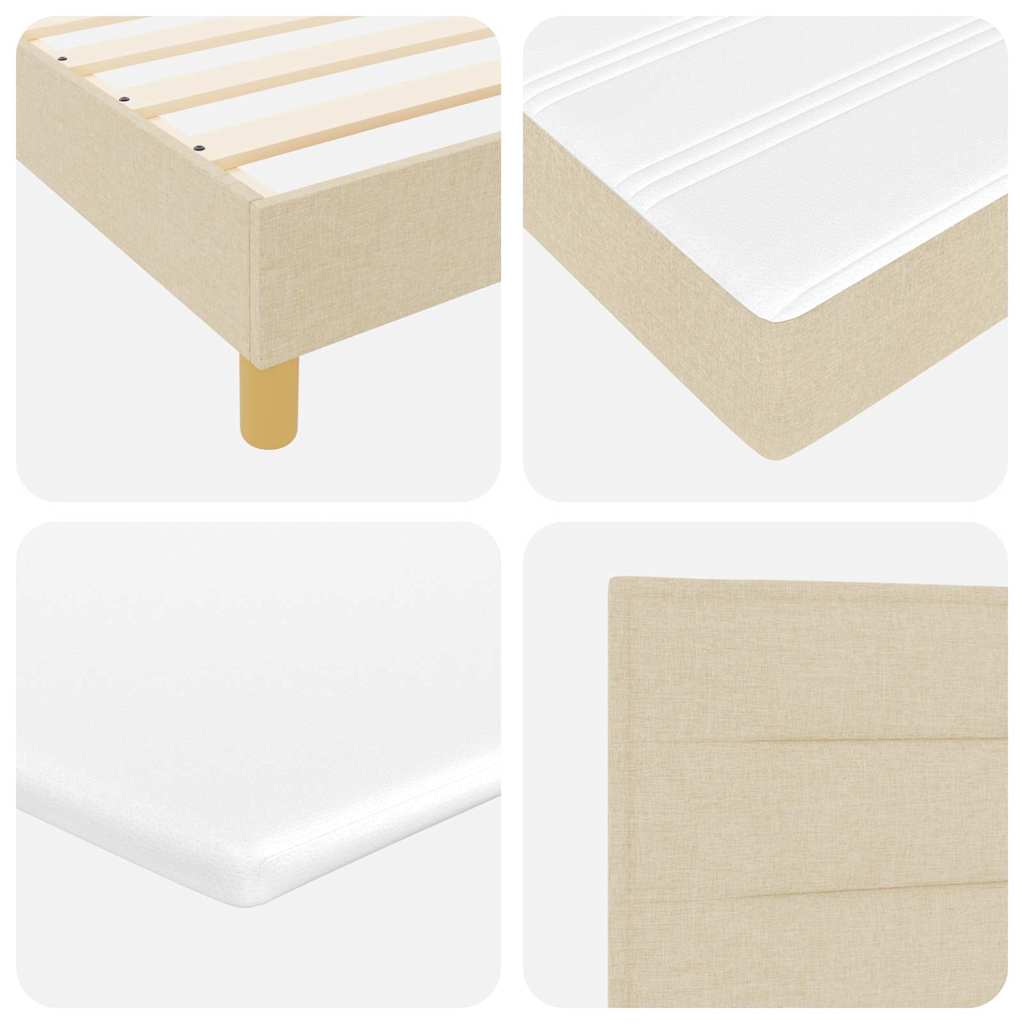 LED Box Spring Bed med LED-lysstrimler Creme 120 x 190 cm Stof