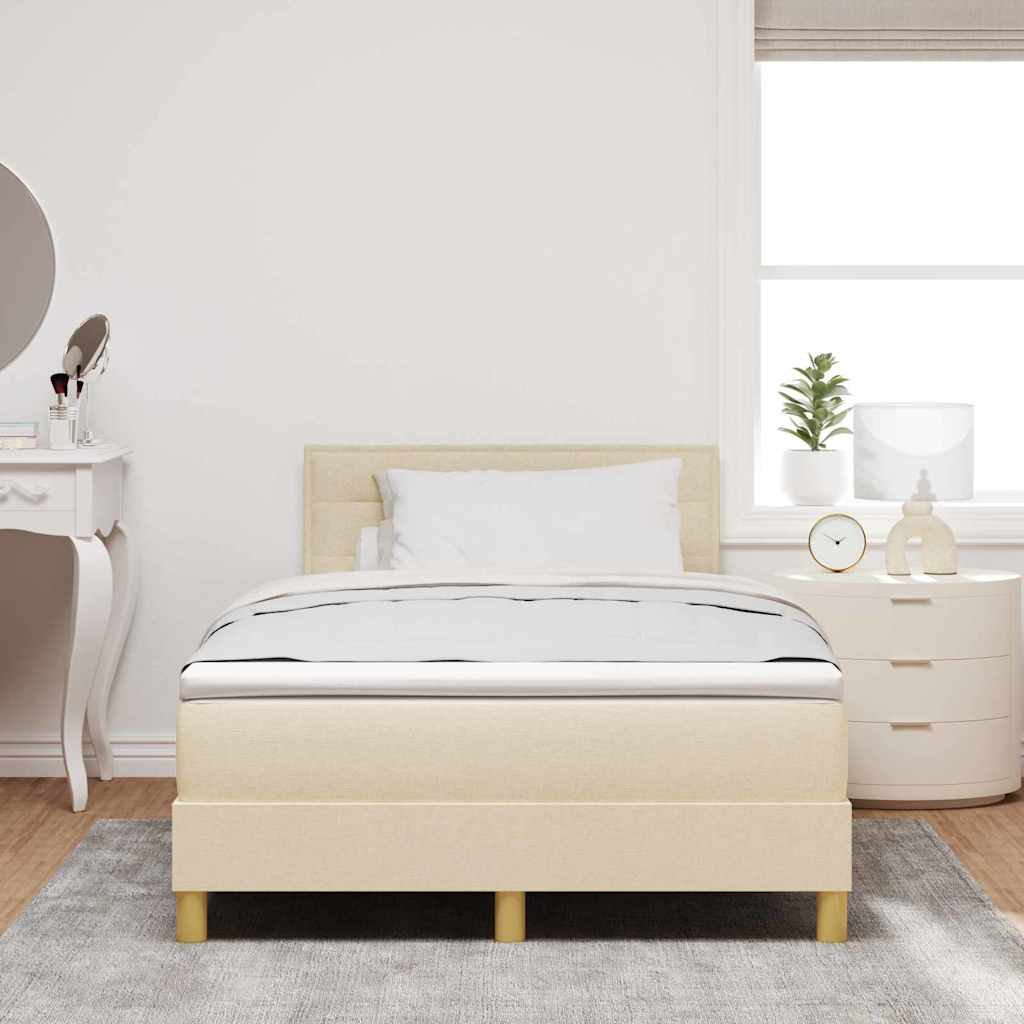 LED Box Spring Bed med LED-lysstrimler Creme 120 x 190 cm Stof