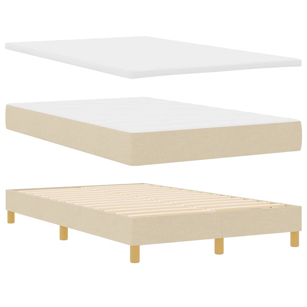 LED Box Spring Bed med LED-lysstrimler Creme 120 x 190 cm Stof