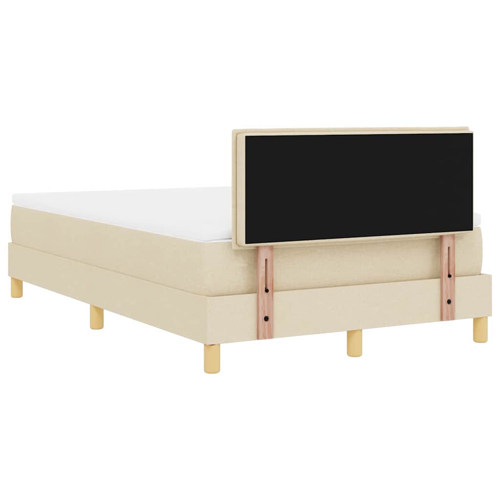 LED Box Spring Bed med LED-lysstrimler Creme 120 x 190 cm Stof