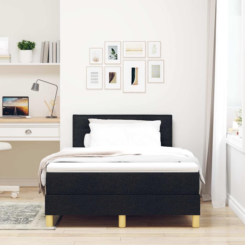 LED Box Spring Bed med LED-lysstrimler Sort 120 x 200 cm Stof