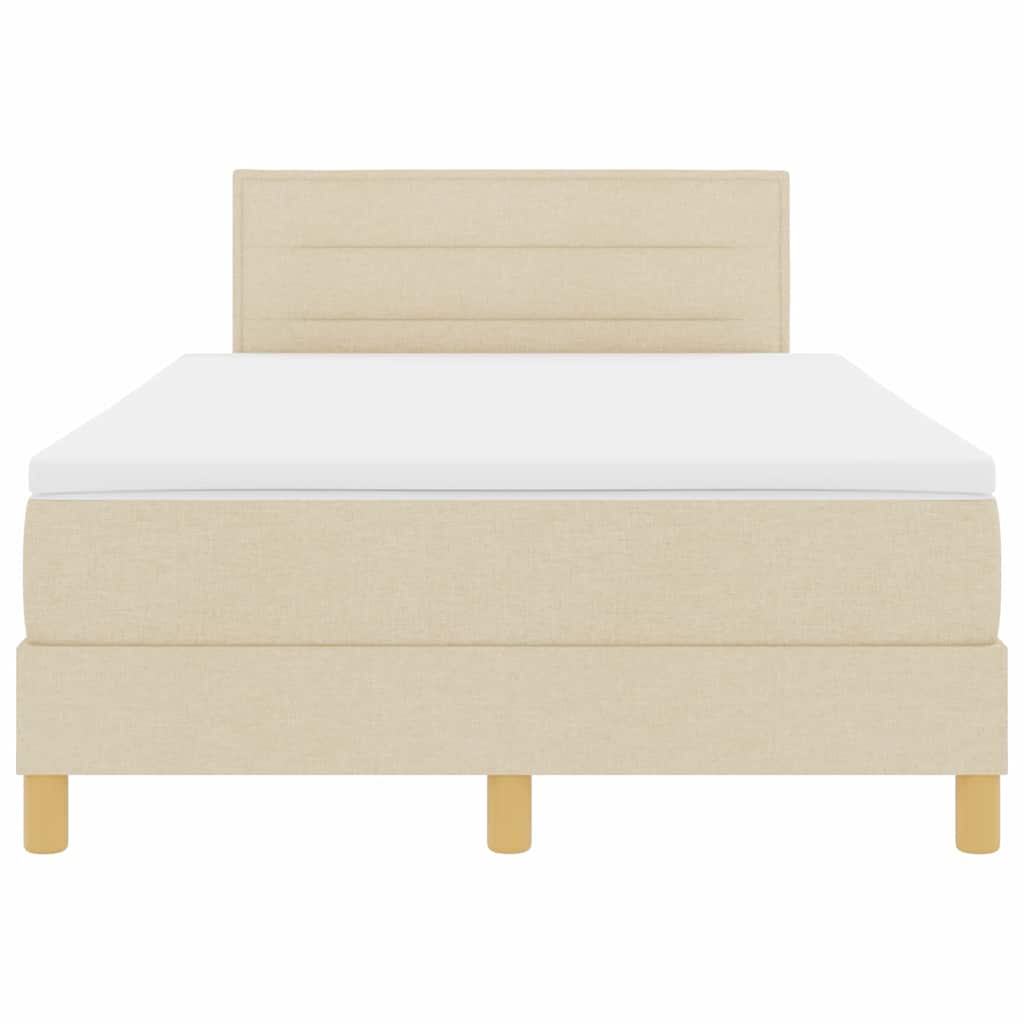 LED Box Spring Bed med LED-lysstrimler Creme 120 x 200 cm Stof