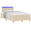 LED Box Spring Bed med LED-lysstrimler Creme 120 x 200 cm Stof