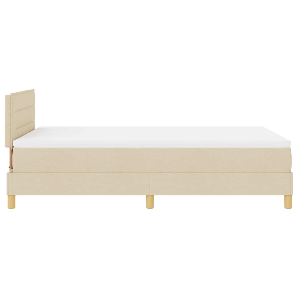 LED Box Spring Bed med LED-lysstrimler Creme 120 x 200 cm Stof