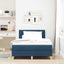 LED Box Spring Bed med LED-lysstrimler Blå 120 x 200 cm Stof