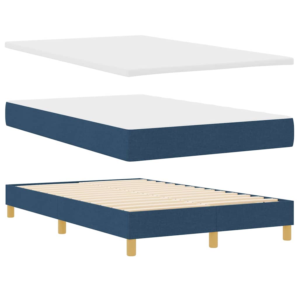 LED Box Spring Bed med LED-lysstrimler Blå 120 x 200 cm Stof