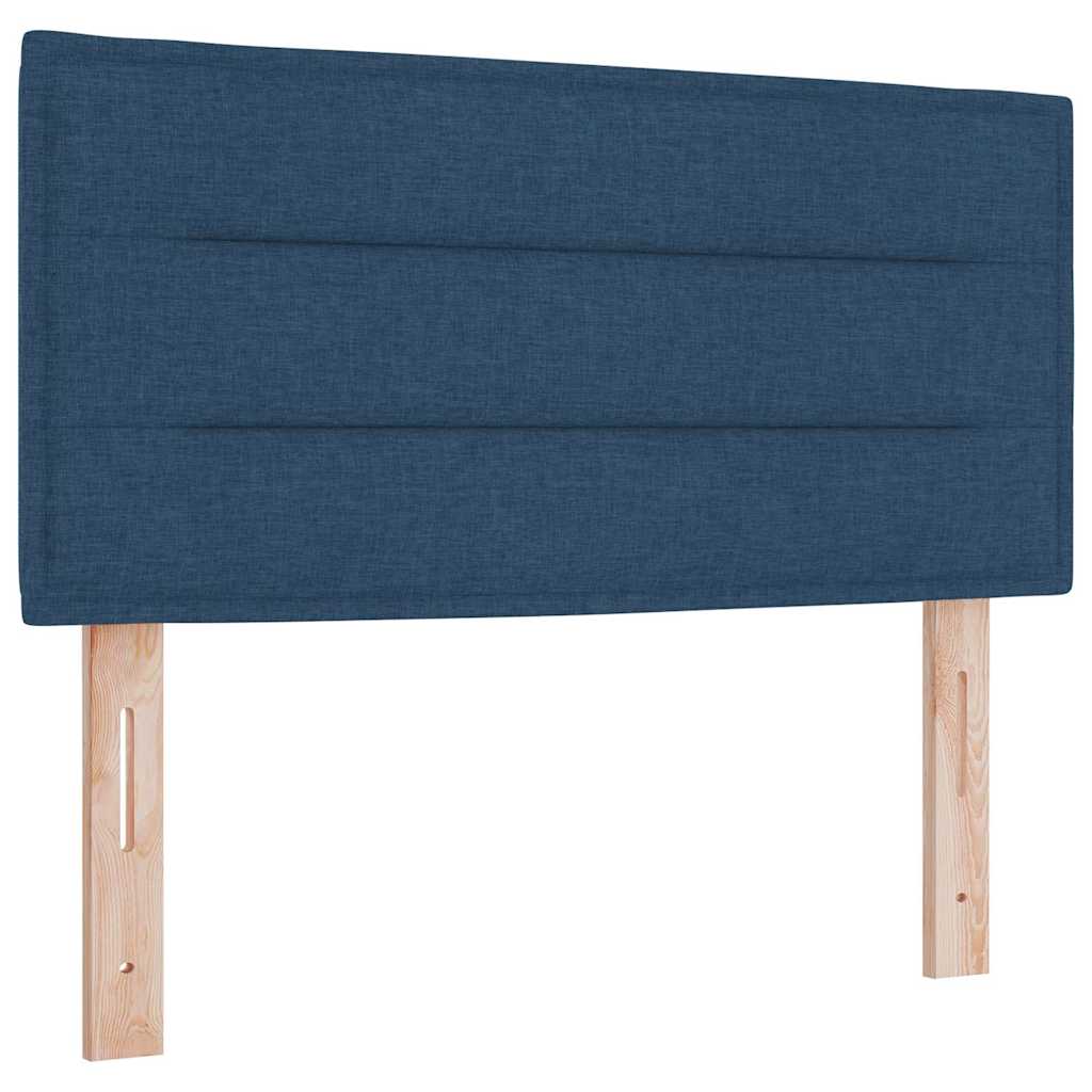 LED Box Spring Bed med LED-lysstrimler Blå 120 x 200 cm Stof