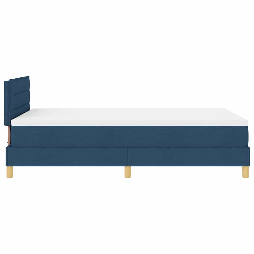 LED Box Spring Bed med LED-lysstrimler Blå 120 x 200 cm Stof