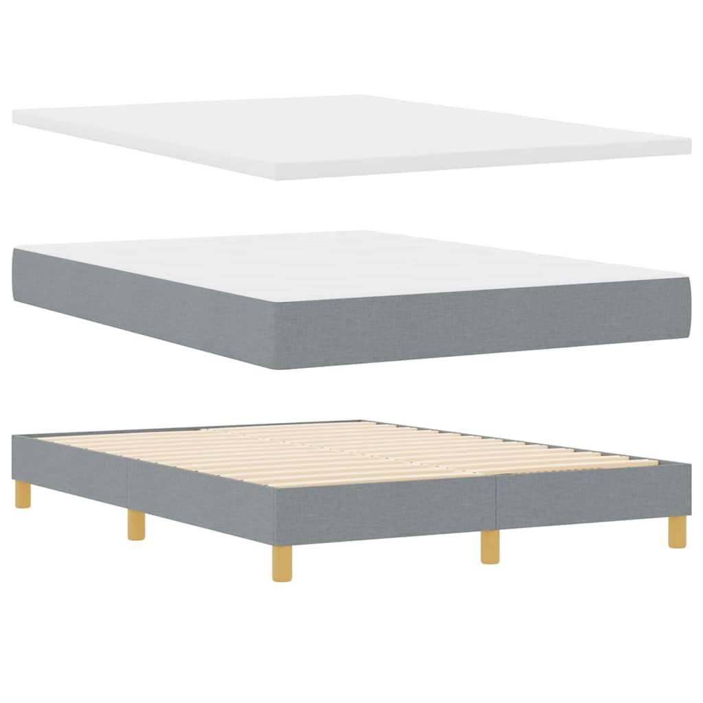LED Box Spring Bed med hovedgærde Lysegrå 140 x 190 cm Stof