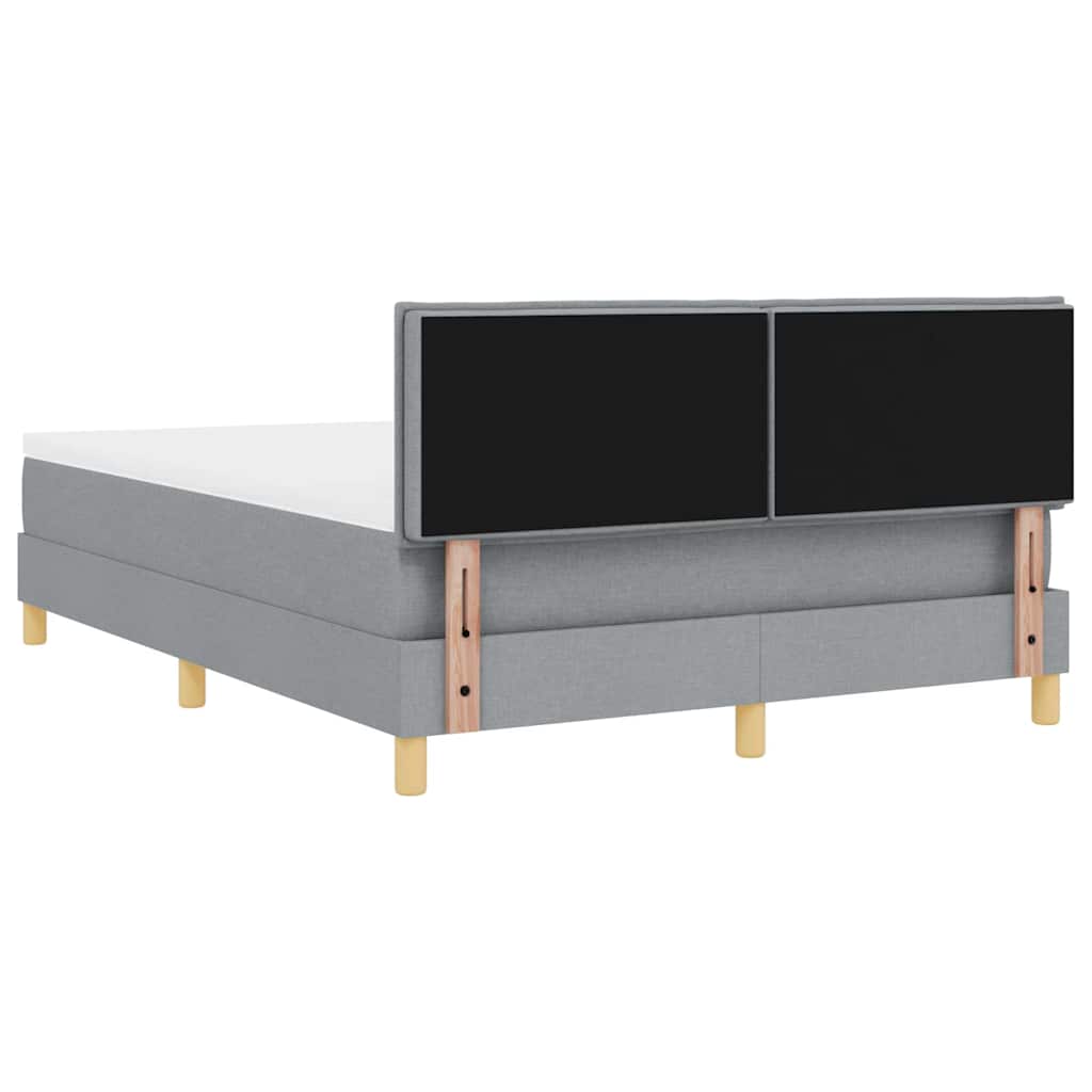LED Box Spring Bed med hovedgærde Lysegrå 140 x 190 cm Stof
