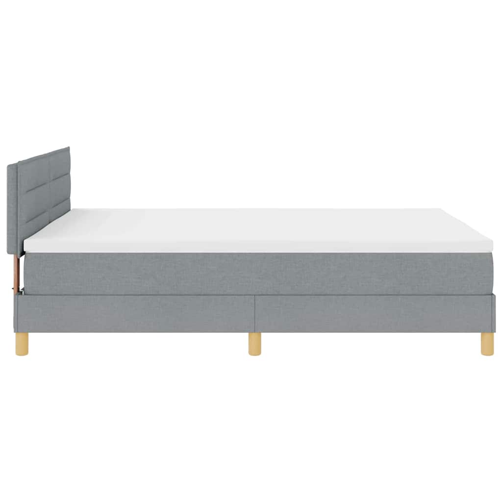 LED Box Spring Bed med hovedgærde Lysegrå 140 x 190 cm Stof