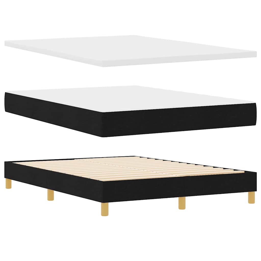 LED Box Spring Bed med LED-lysstrimler Sort 140 x 190 cm Stof