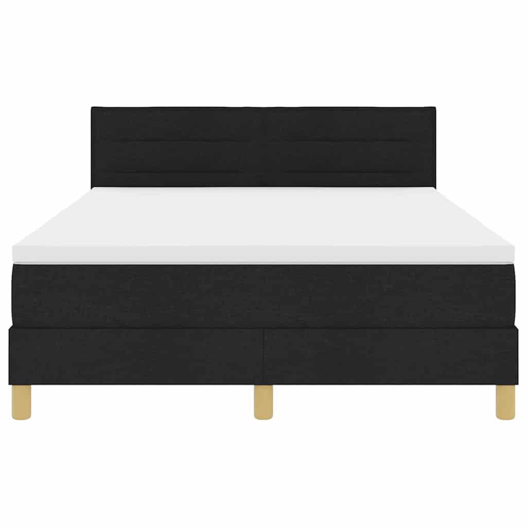 LED Box Spring Bed med LED-lysstrimler Sort 140 x 190 cm Stof