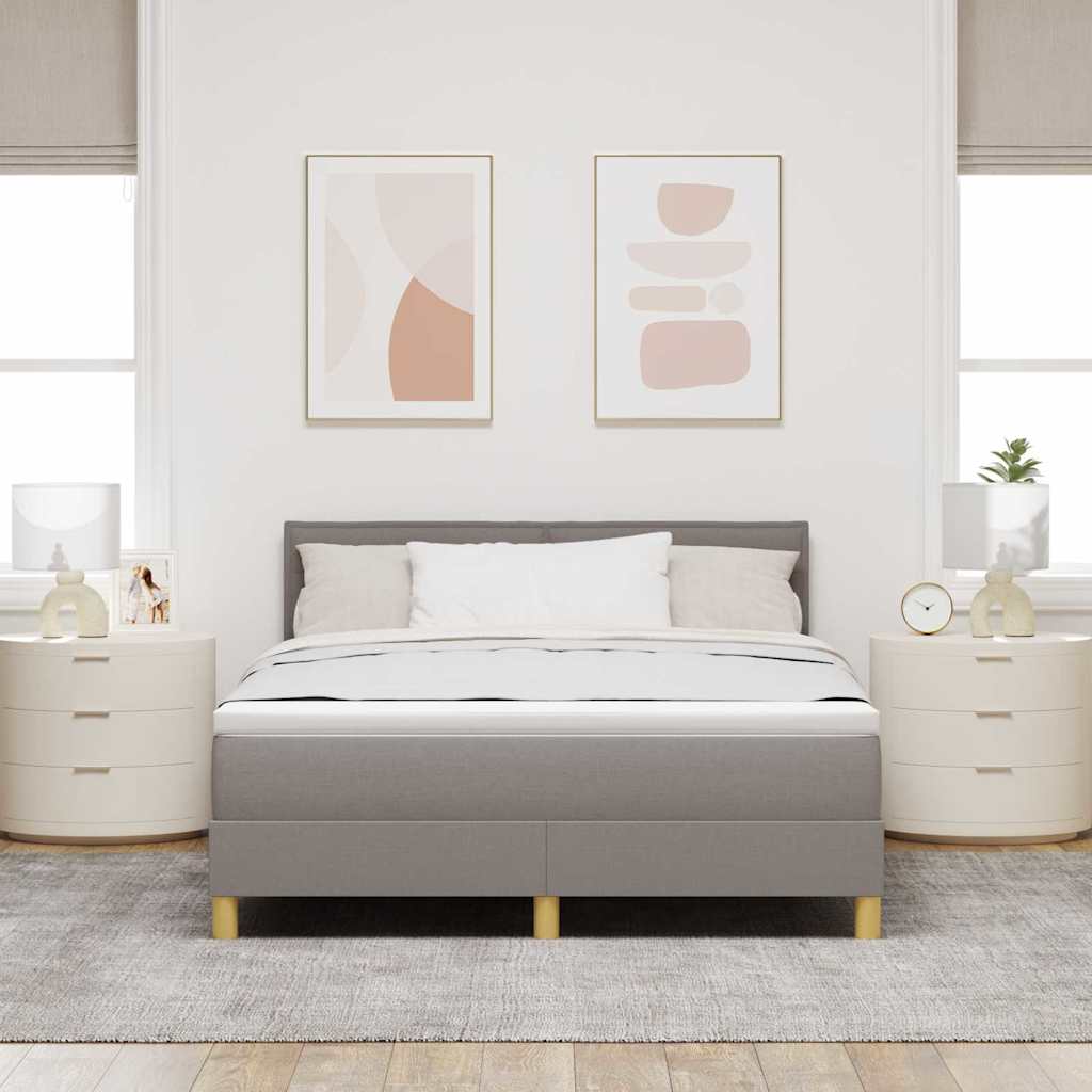LED Box Spring Bed med hovedgærde Gråbrun 140 x 190 cm Stof