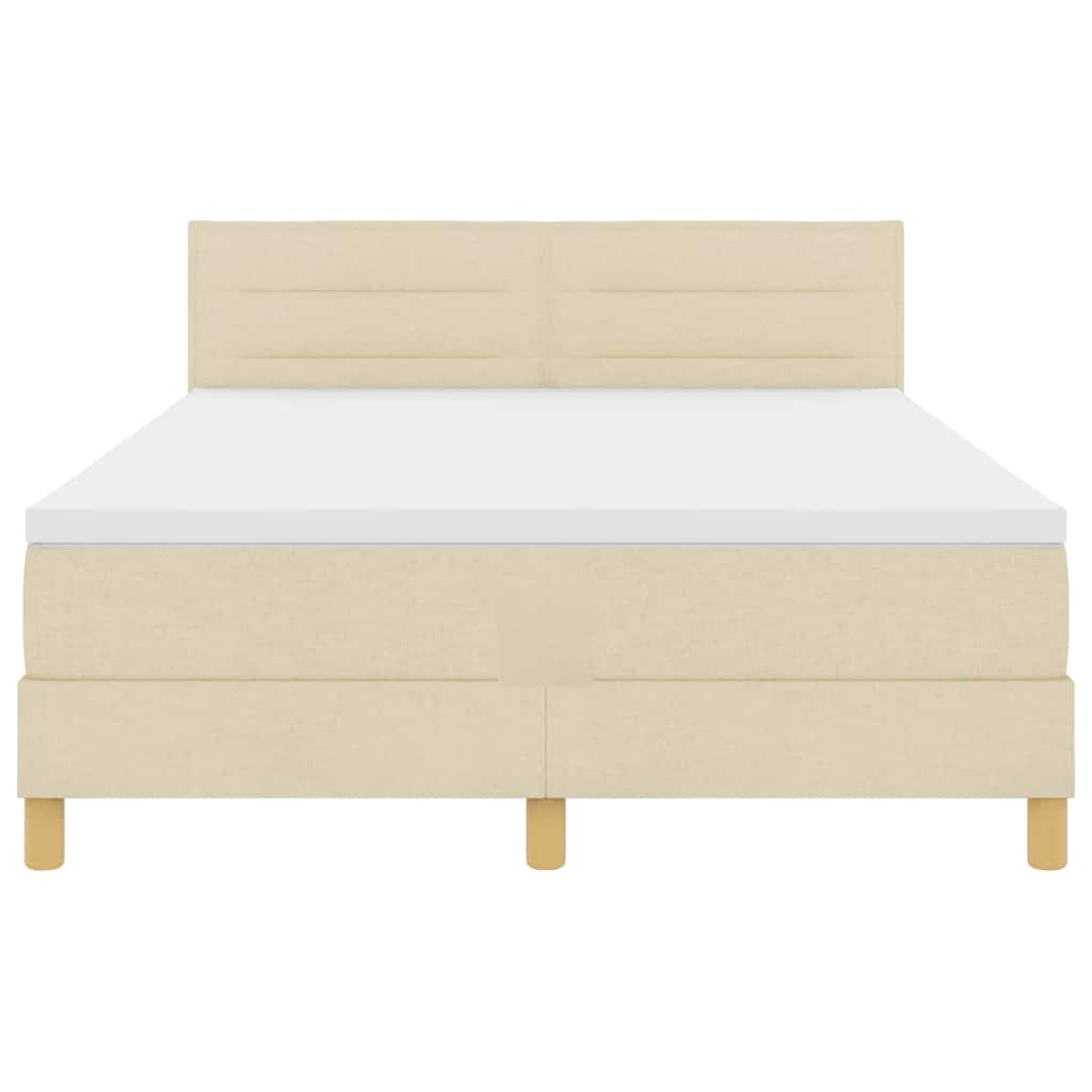 LED Box Spring Bed med LED-lysstrimler Creme 140 x 190 cm Stof