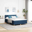 LED Box Spring Bed med pude Blå 140 x 190 cm Stof