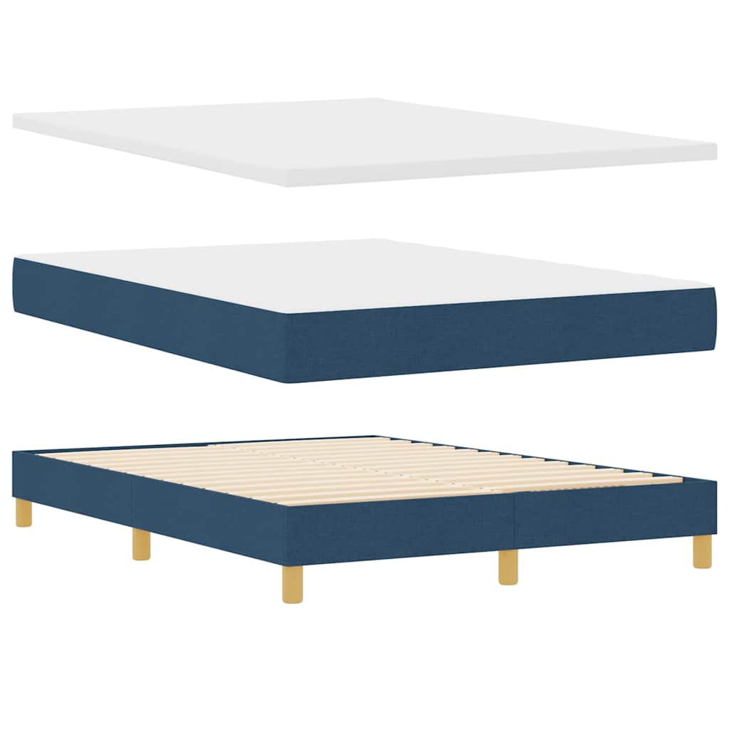 LED Box Spring Bed med pude Blå 140 x 190 cm Stof