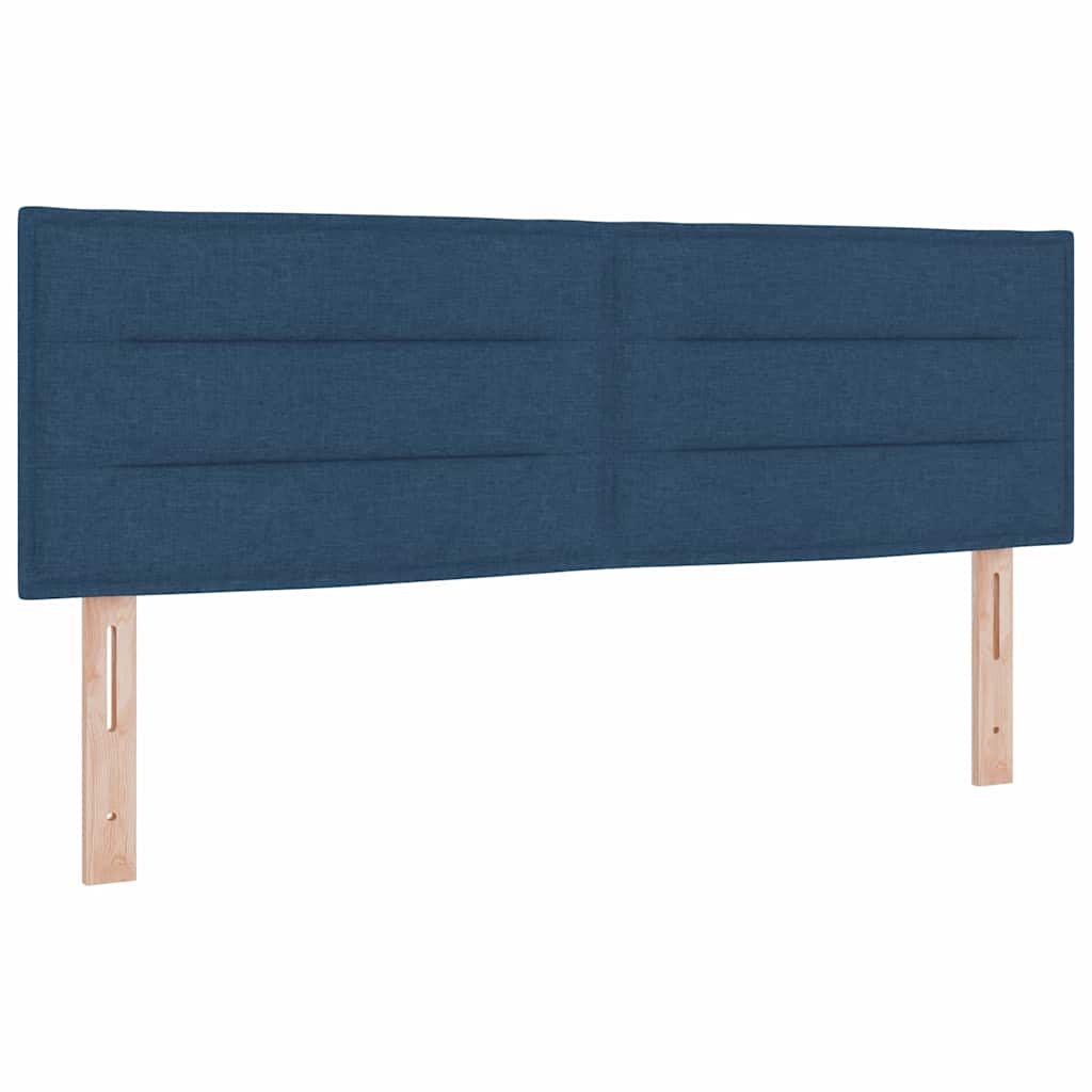LED Box Spring Bed med pude Blå 140 x 190 cm Stof