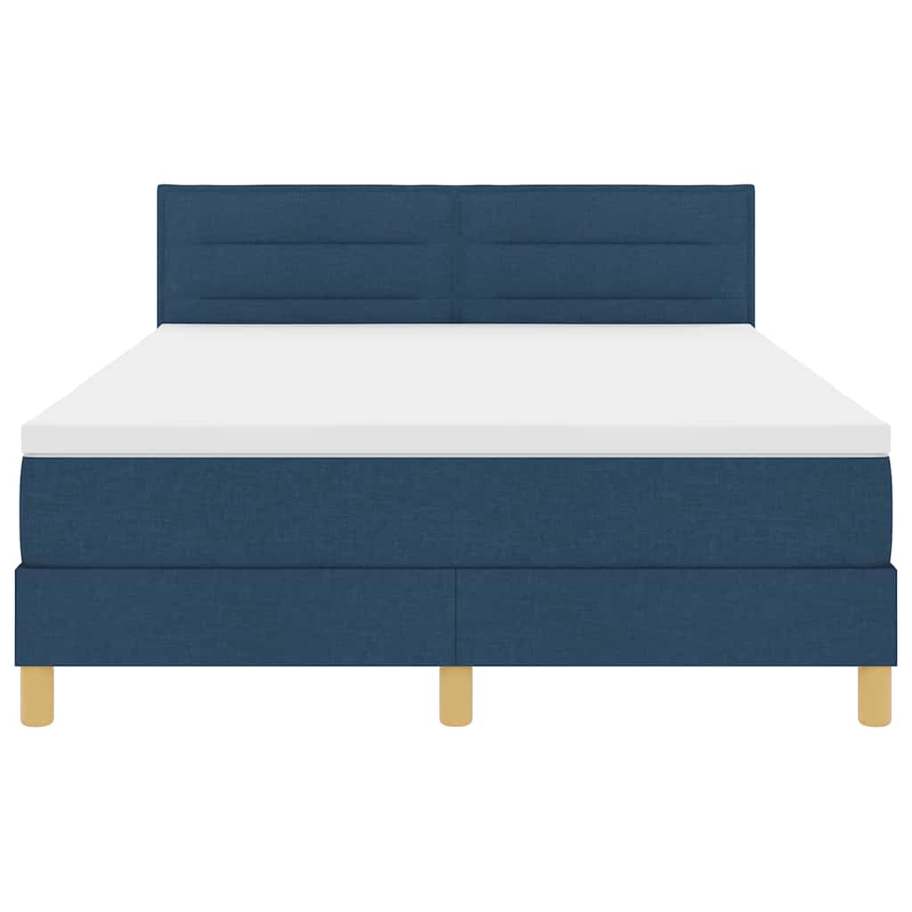 LED Box Spring Bed med pude Blå 140 x 190 cm Stof