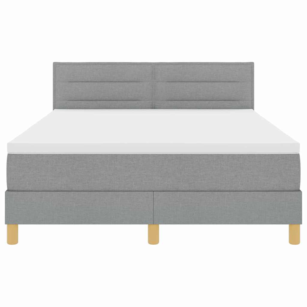 LED Box Spring Bed med hovedgærde Lysegrå 140 x 200 cm Stof